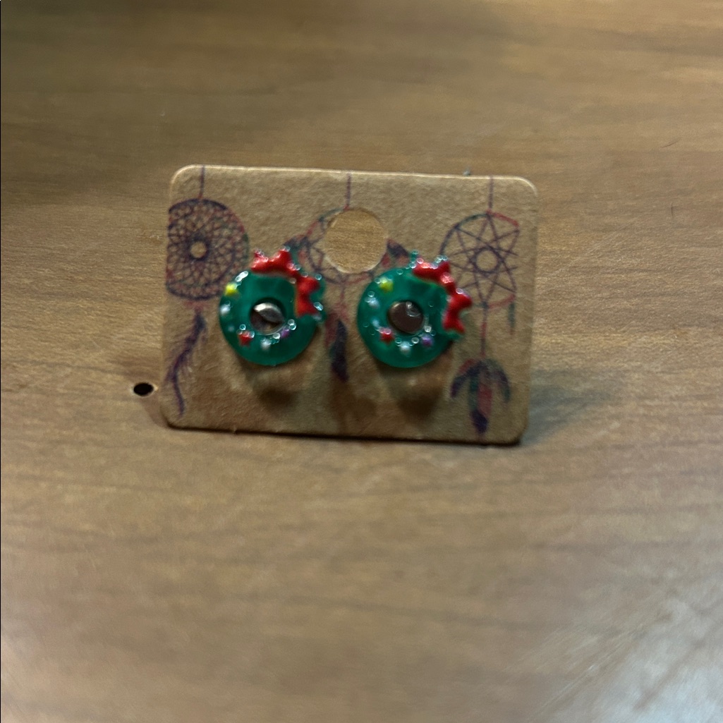 Festive Green And Red Earrings